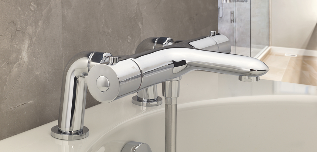 MODERN THERMOSTATIC BATH SHOWER MIXER TAPS DECK MOUNTED CHROME BATHROOM AND KIT 